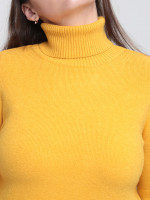 Свитер женский желтый с горлом 0500-4