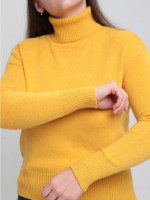 Свитер женский желтый с горлом 0500-4