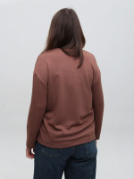 Жіночий лонгслів коричневий з принтом вільний 540-5-T