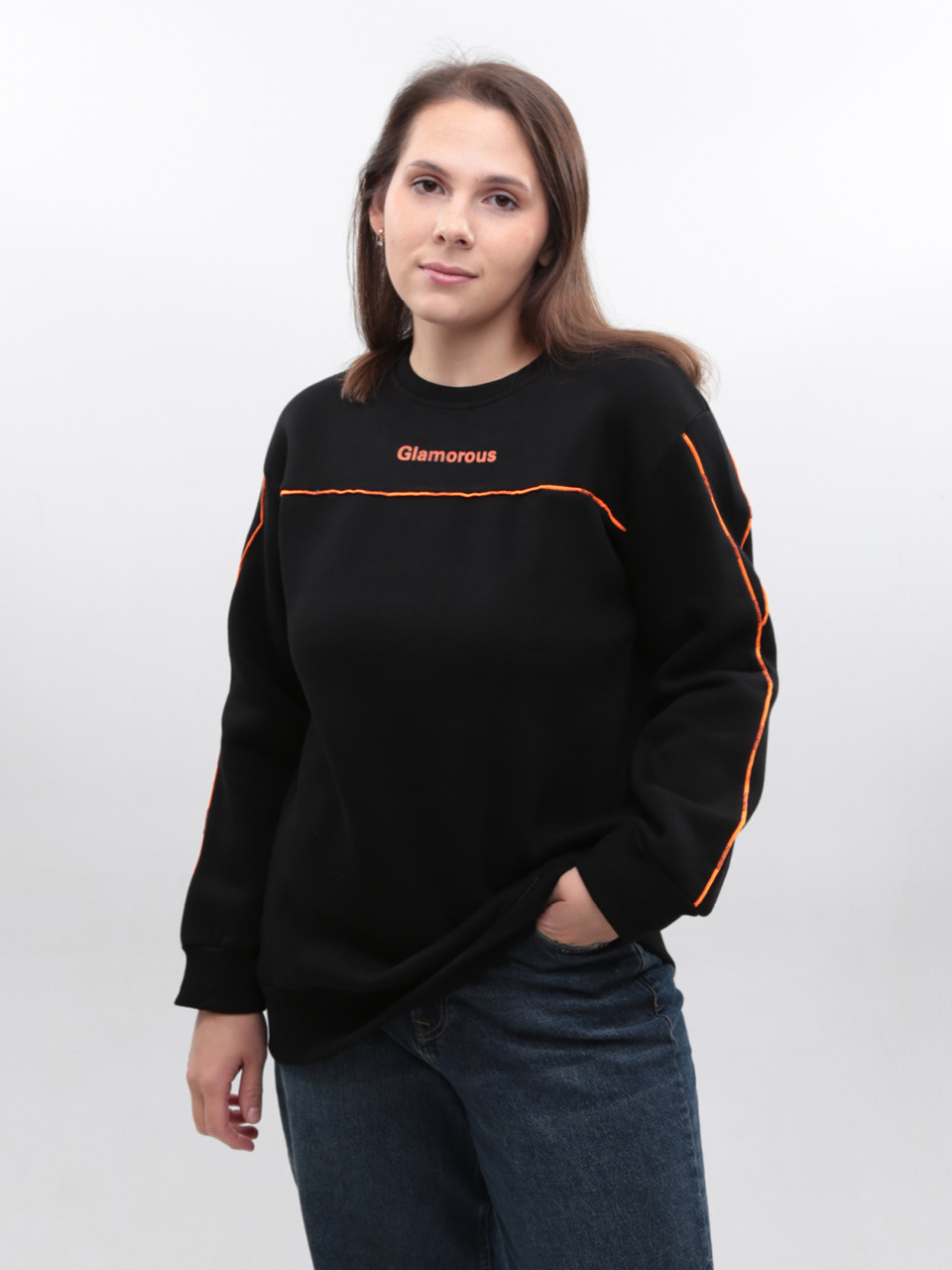 Світшот жіночий чорний на флісі 1462-1