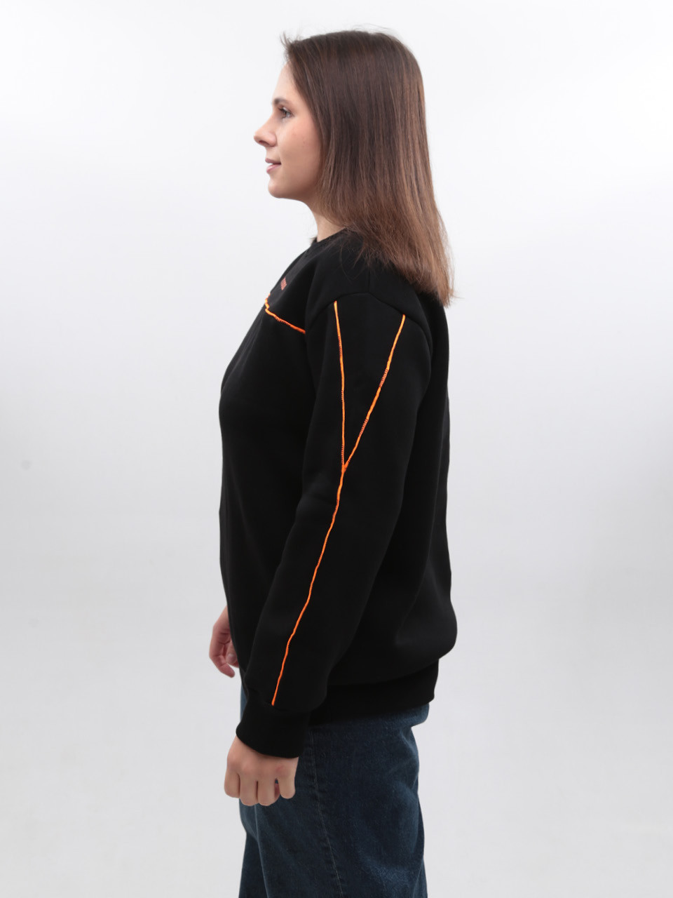 Світшот жіночий чорний на флісі 1462-1