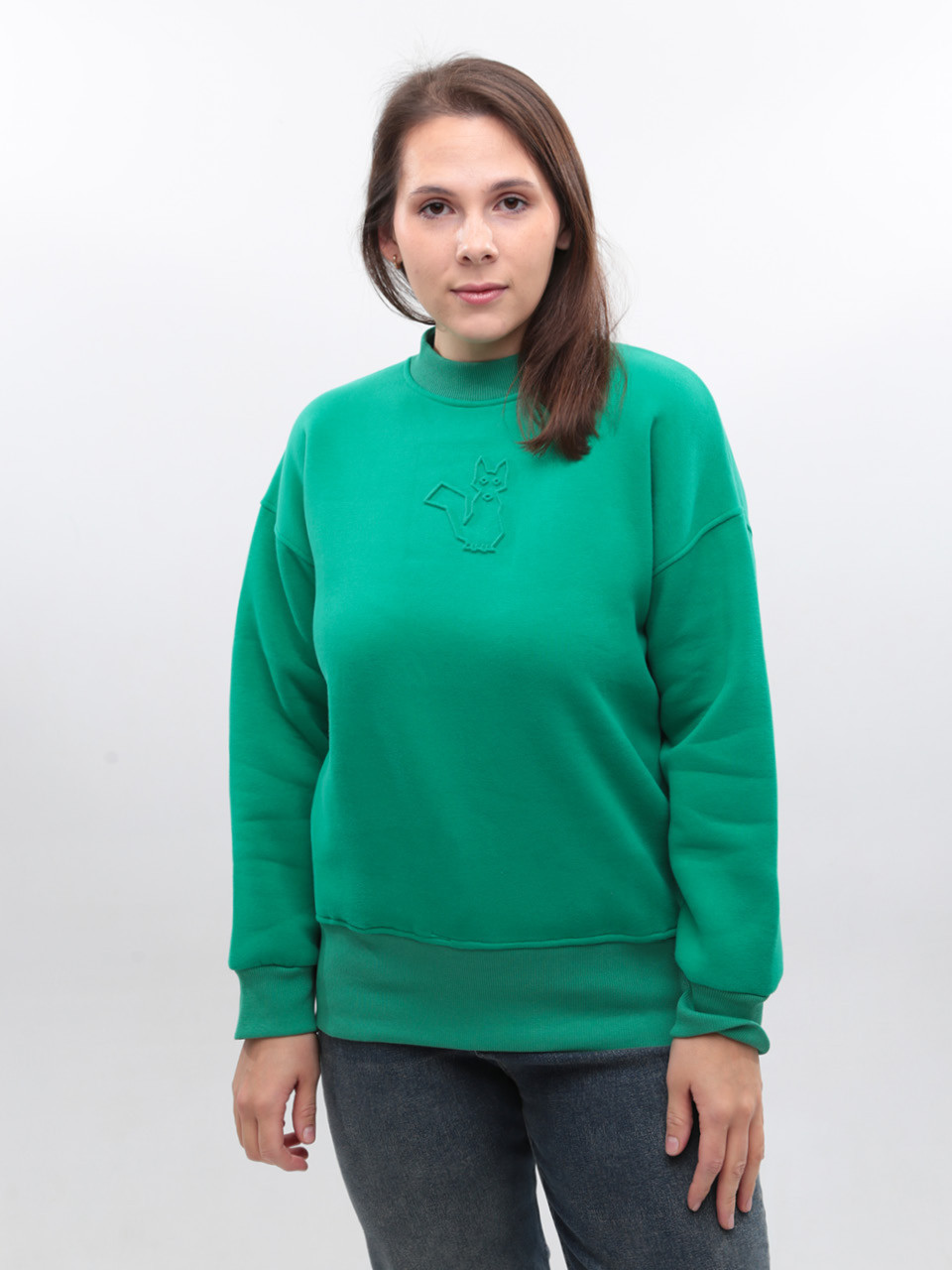 Світшот жіночий зелений на флісі 1811-2