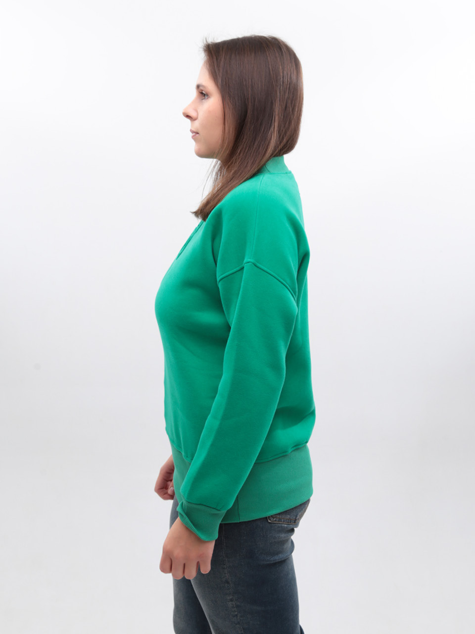 Світшот жіночий зелений на флісі 1811-2