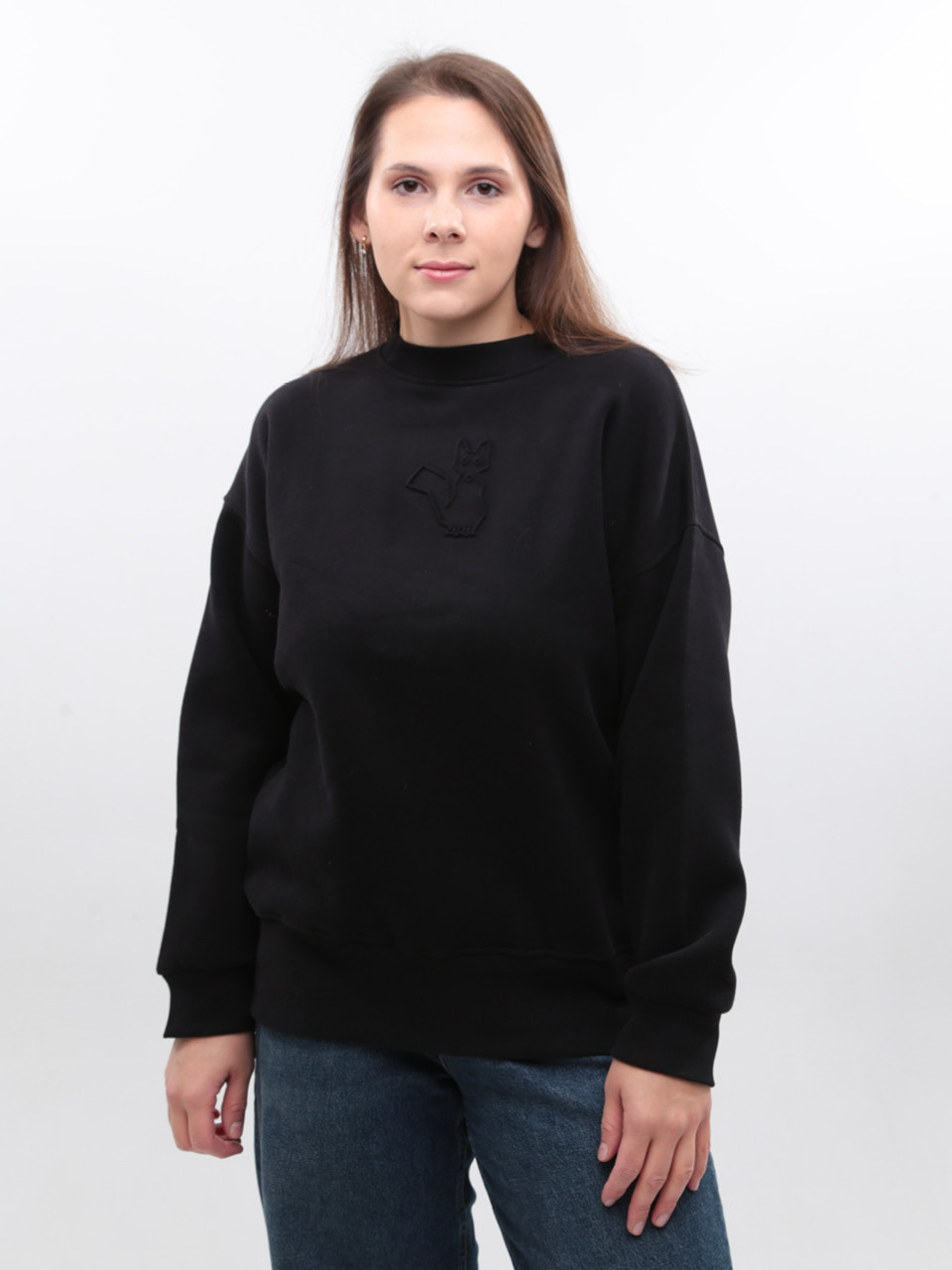 Світшот жіночий чорний на флісі 1811-1