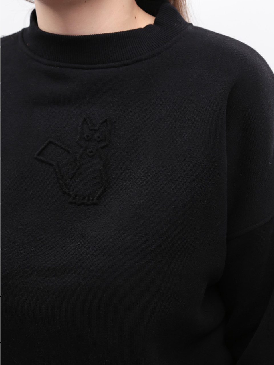 Світшот жіночий чорний на флісі 1811-1