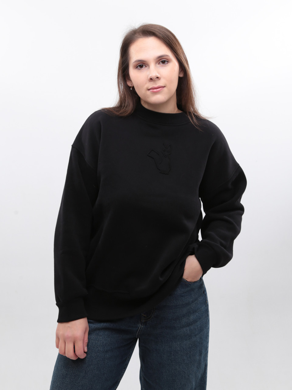 Світшот жіночий чорний на флісі 1811-1