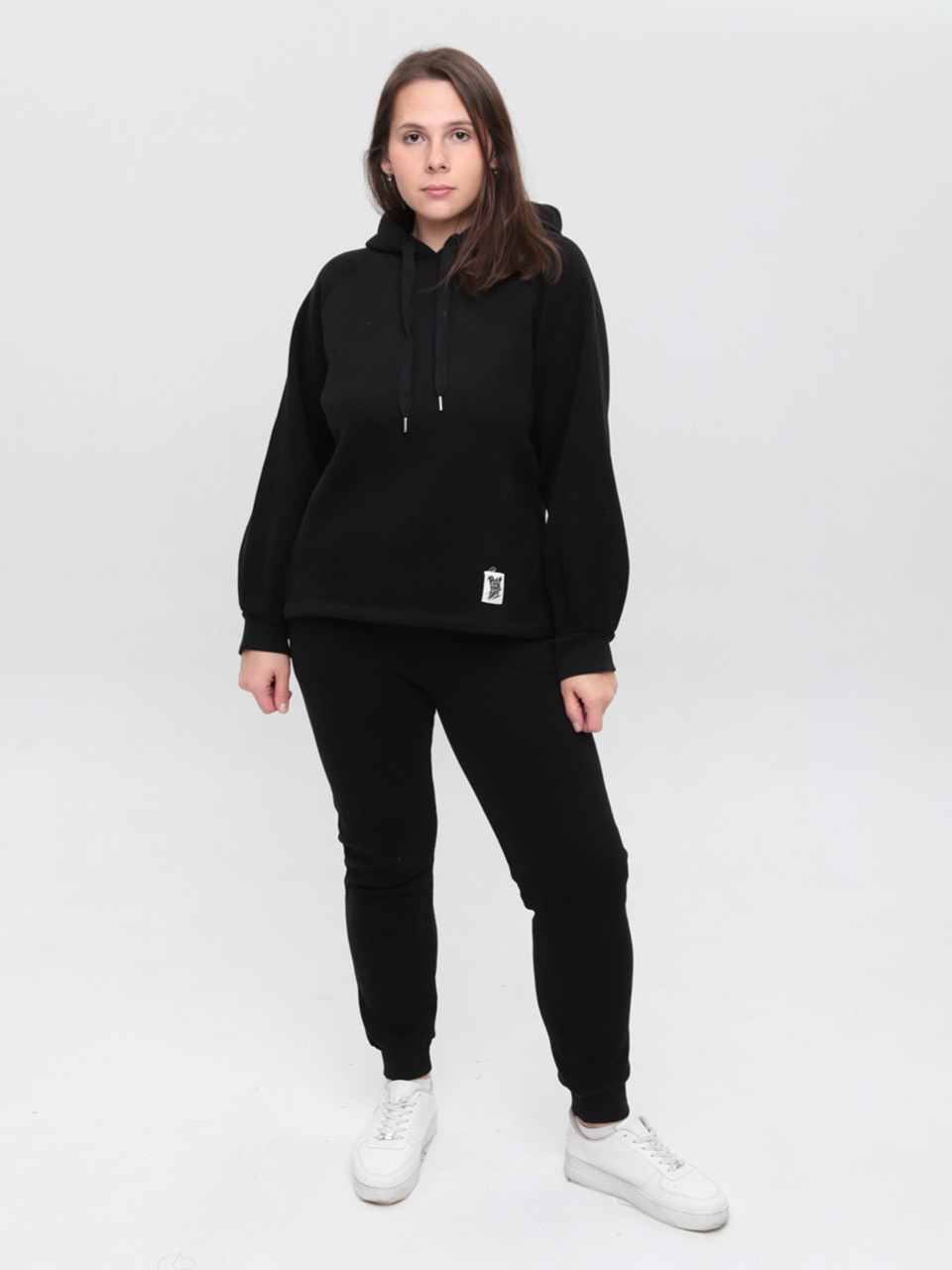 Костюм спортивний жіночий на флісі чорний 1801-1