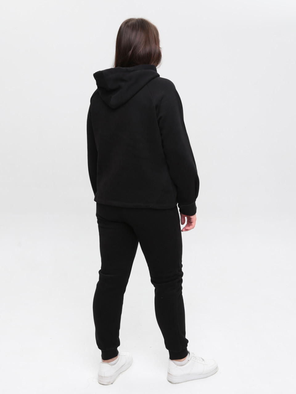 Костюм спортивний жіночий на флісі чорний 1801-1