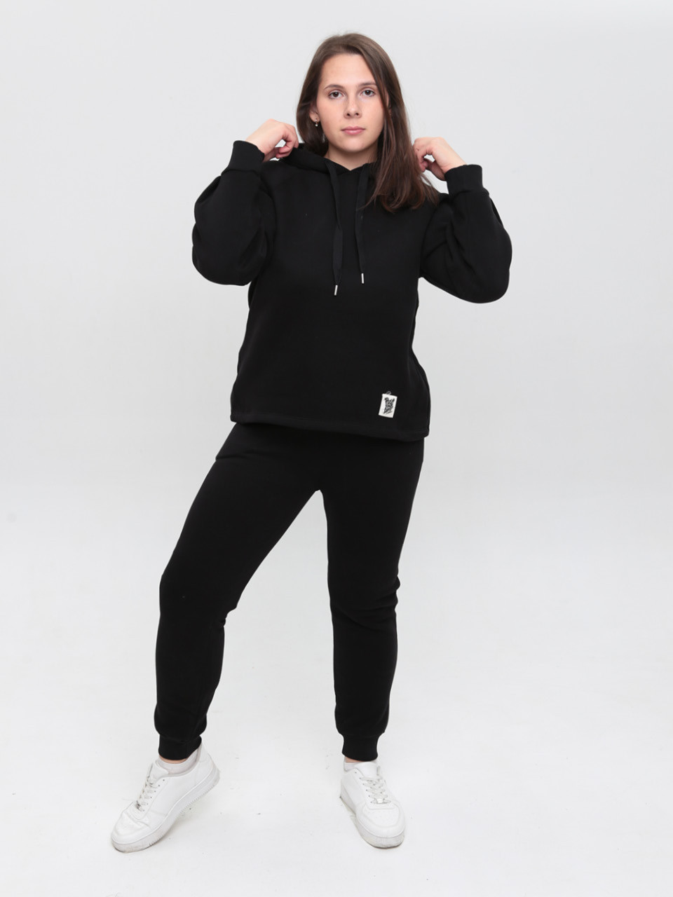 Костюм спортивний жіночий на флісі чорний 1801-1