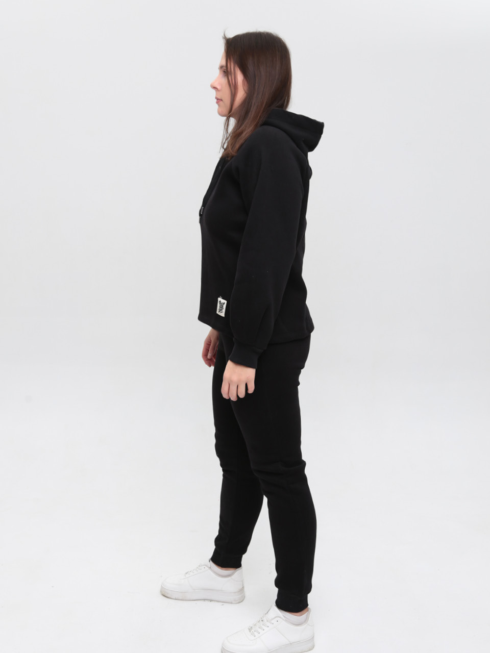 Костюм спортивний жіночий на флісі чорний 1801-1