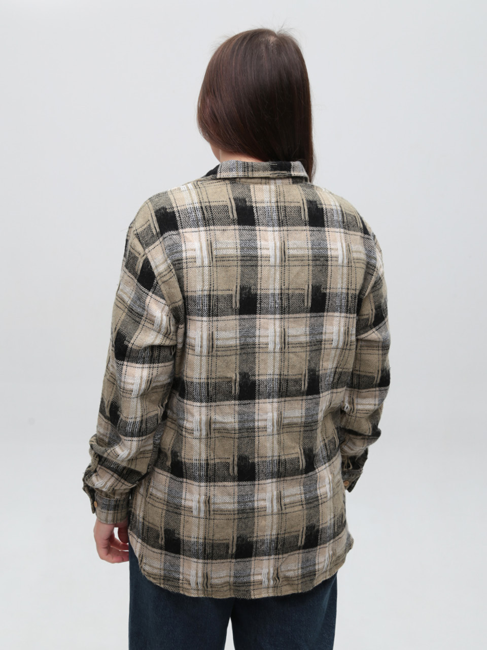 Сорочка жіноча в клітинку тепла зелена 10510-2