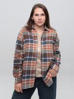 Сорочка жіноча в клітку тепла оранжева широка 10515-1