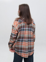 Сорочка жіноча в клітку тепла оранжева широка 10515-1