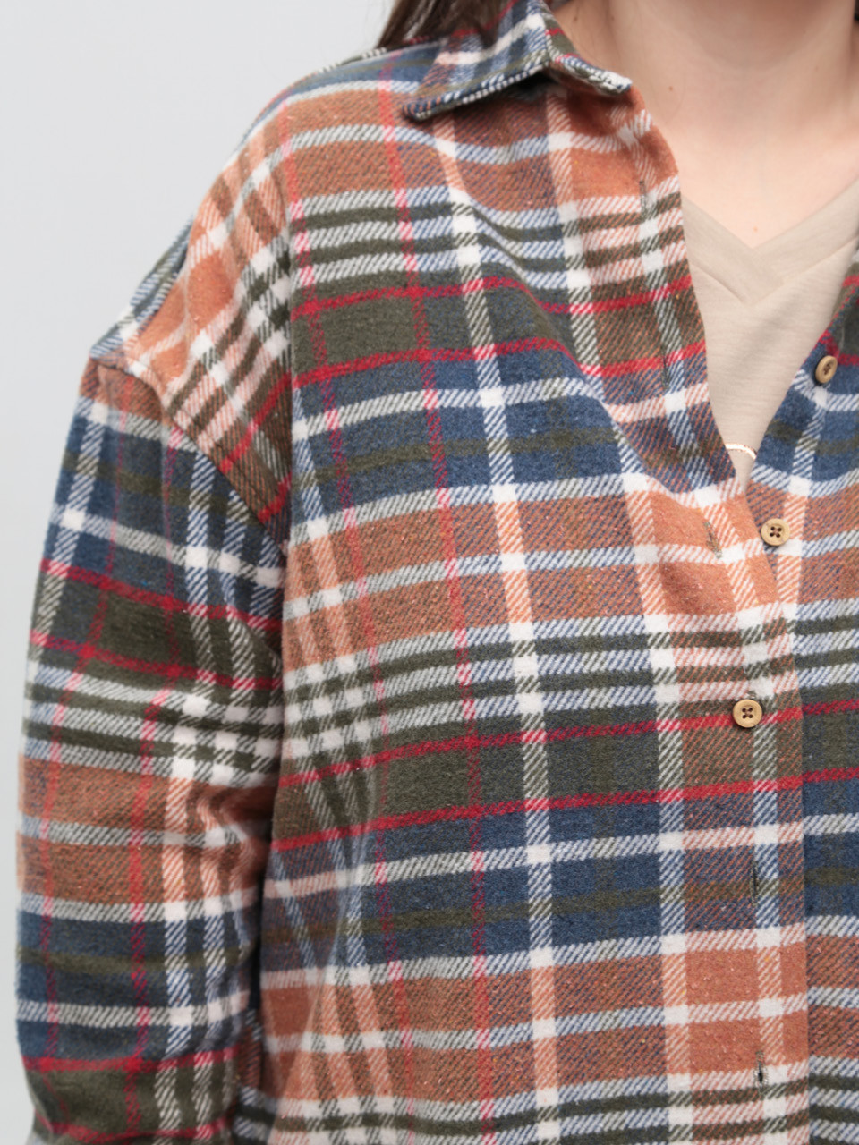 Сорочка жіноча в клітку тепла оранжева широка 10515-1