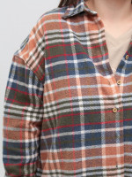 Сорочка жіноча в клітку тепла оранжева широка 10515-1