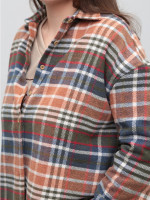 Сорочка жіноча в клітку тепла оранжева широка 10515-1
