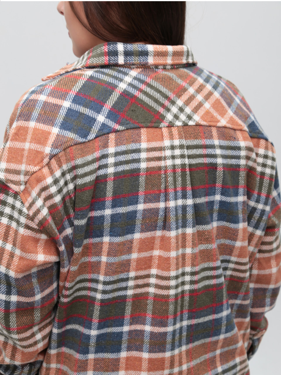 Сорочка жіноча в клітку тепла оранжева широка 10515-1
