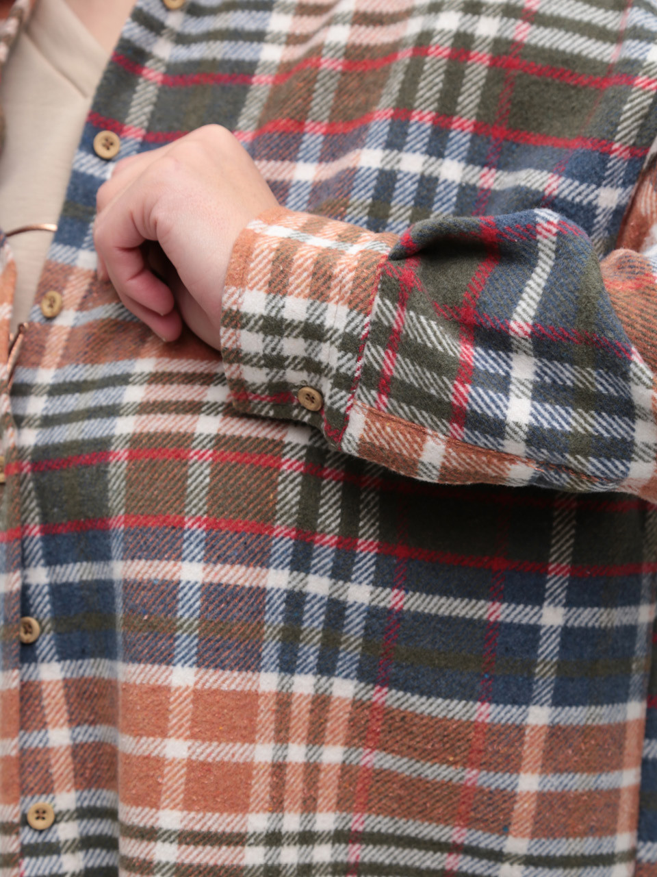 Сорочка жіноча в клітку тепла оранжева широка 10515-1