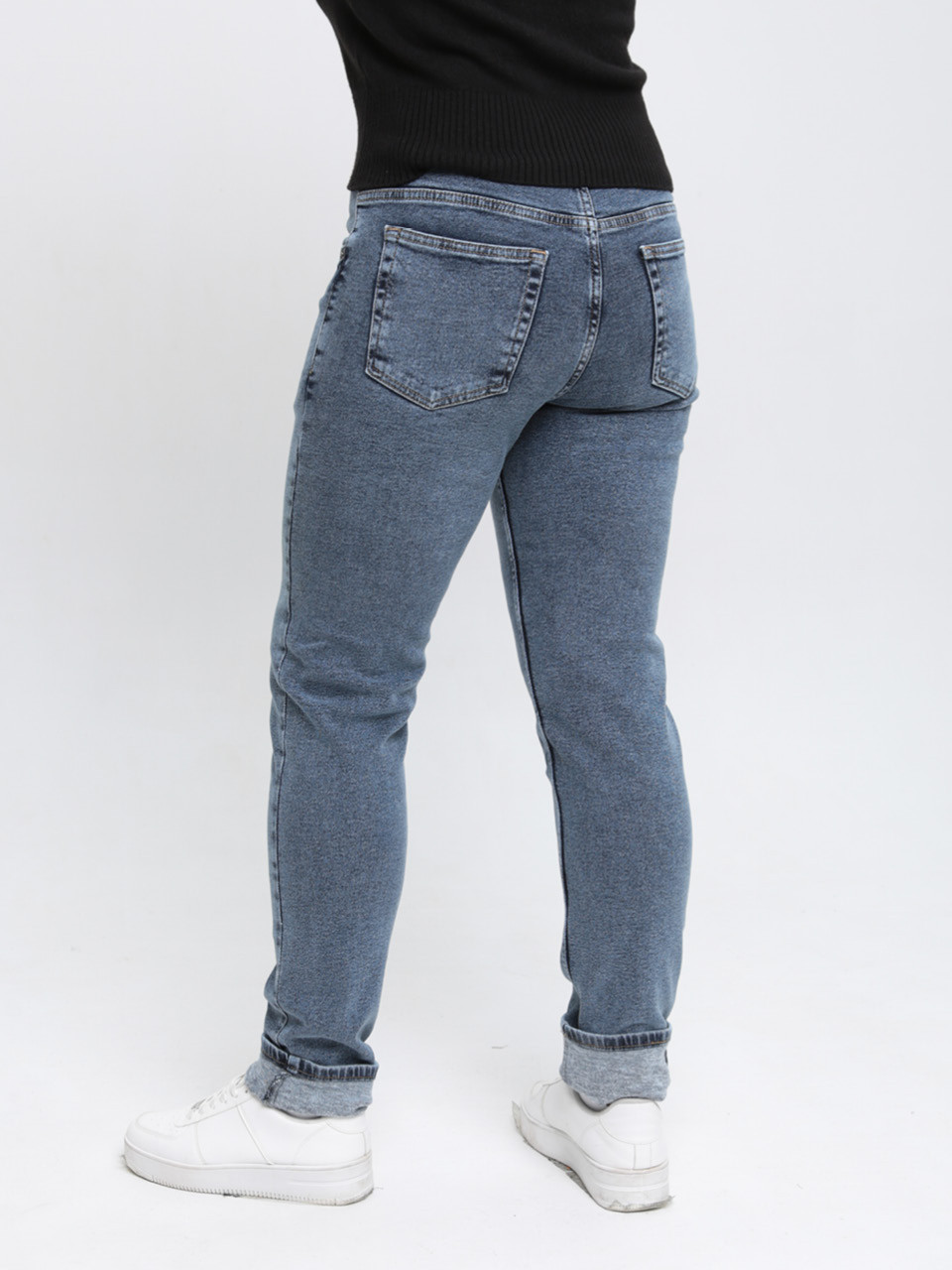 Джинсы женские утепленные на флисе синие слим 1045-4682