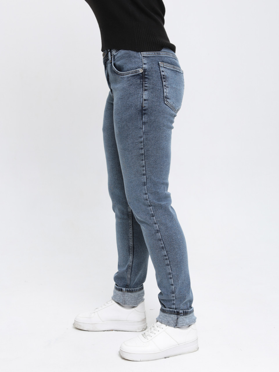 Джинсы женские утепленные на флисе синие слим 1045-4682