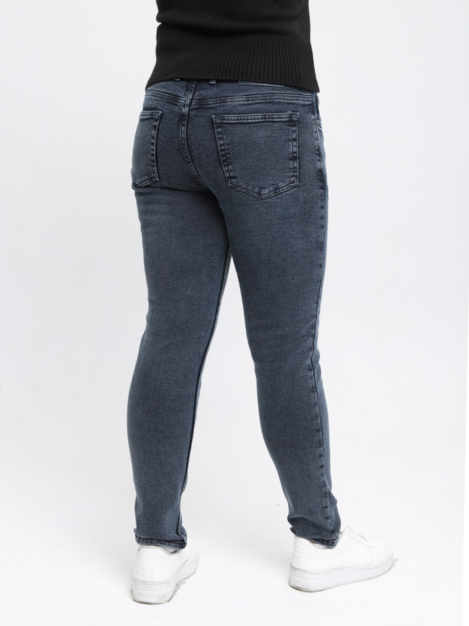 Джинсы женские утепленные на флисе синие зауженные 3038-5085