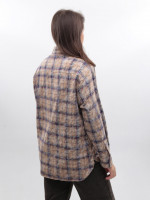 Сорочка жіноча бежева в клітку з варінням 173-5
