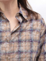 Сорочка жіноча бежева в клітку з варінням 173-5