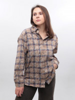Сорочка жіноча бежева в клітку з варінням 173-5