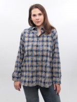 Сорочка жіноча синя в клітку з варінням 173-1