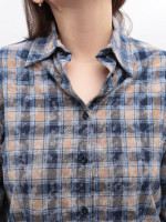 Сорочка жіноча синя в клітку з варінням 173-1
