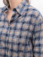 Сорочка жіноча синя в клітку з варінням 173-1