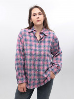 Сорочка жіноча рожева в клітку з варінням 173-6