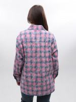 Сорочка жіноча рожева в клітку з варінням 173-6