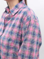 Сорочка жіноча рожева в клітку з варінням 173-6