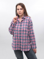Сорочка жіноча рожева в клітку з варінням 173-6