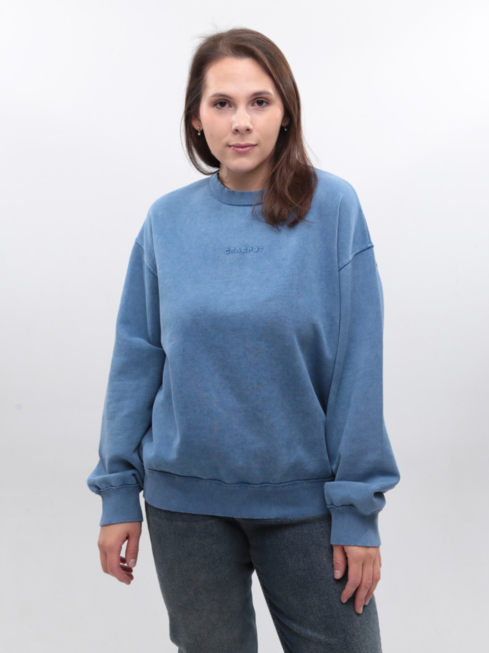 Світшот жіночий синій оверсайз 141-2