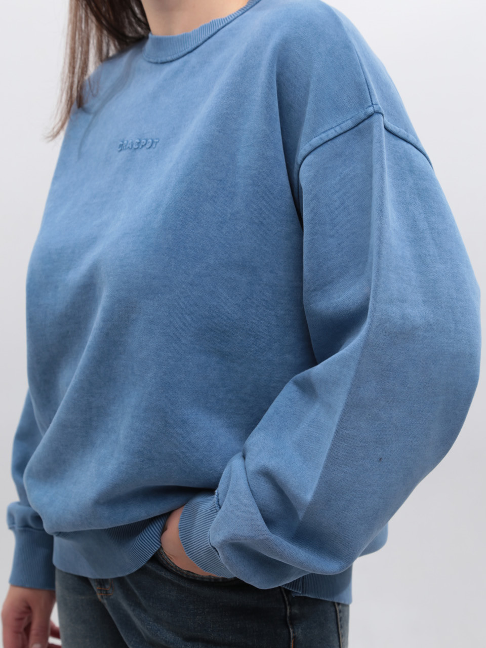 Світшот жіночий синій оверсайз 141-2