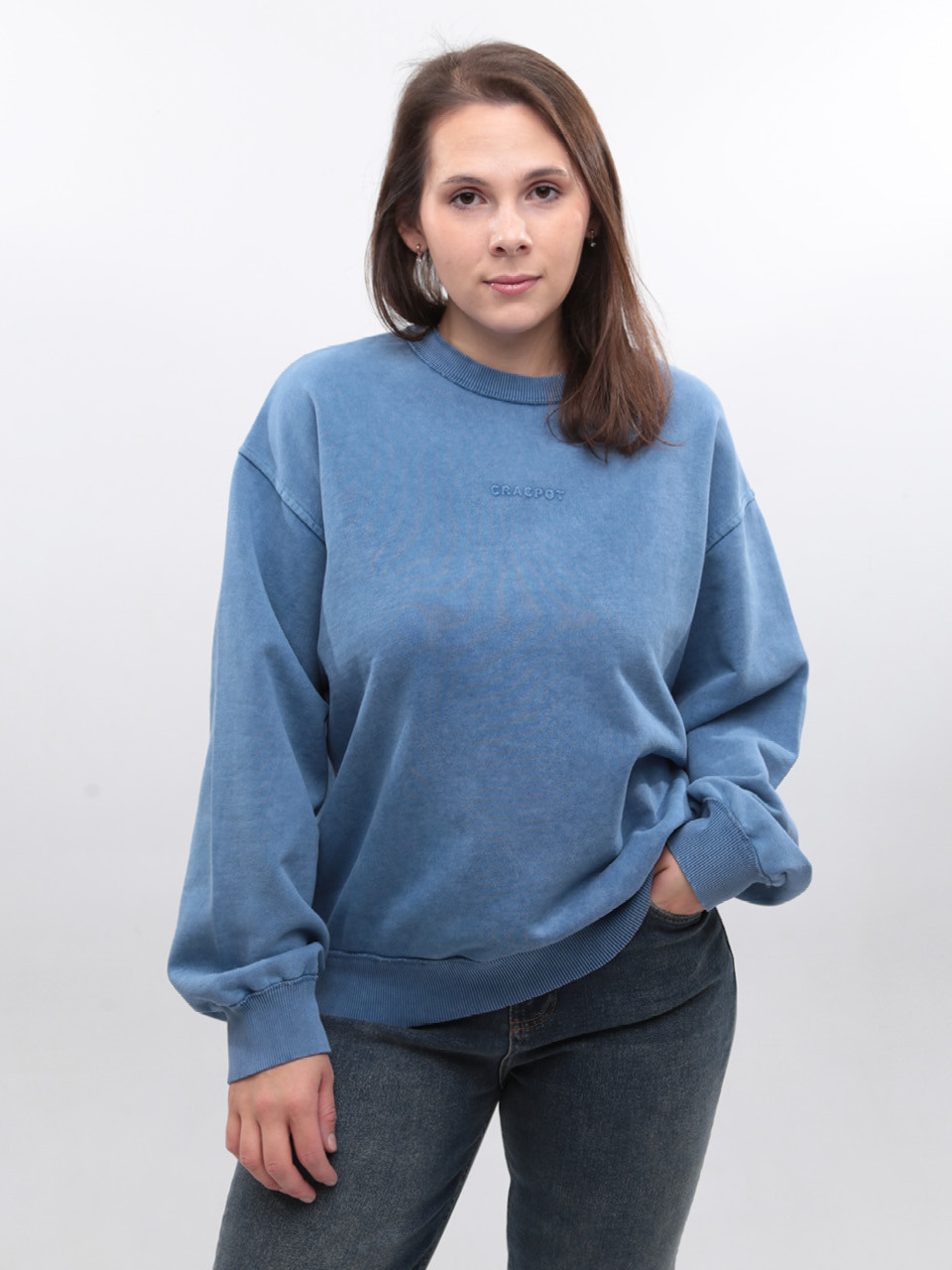 Світшот жіночий синій оверсайз 141-2