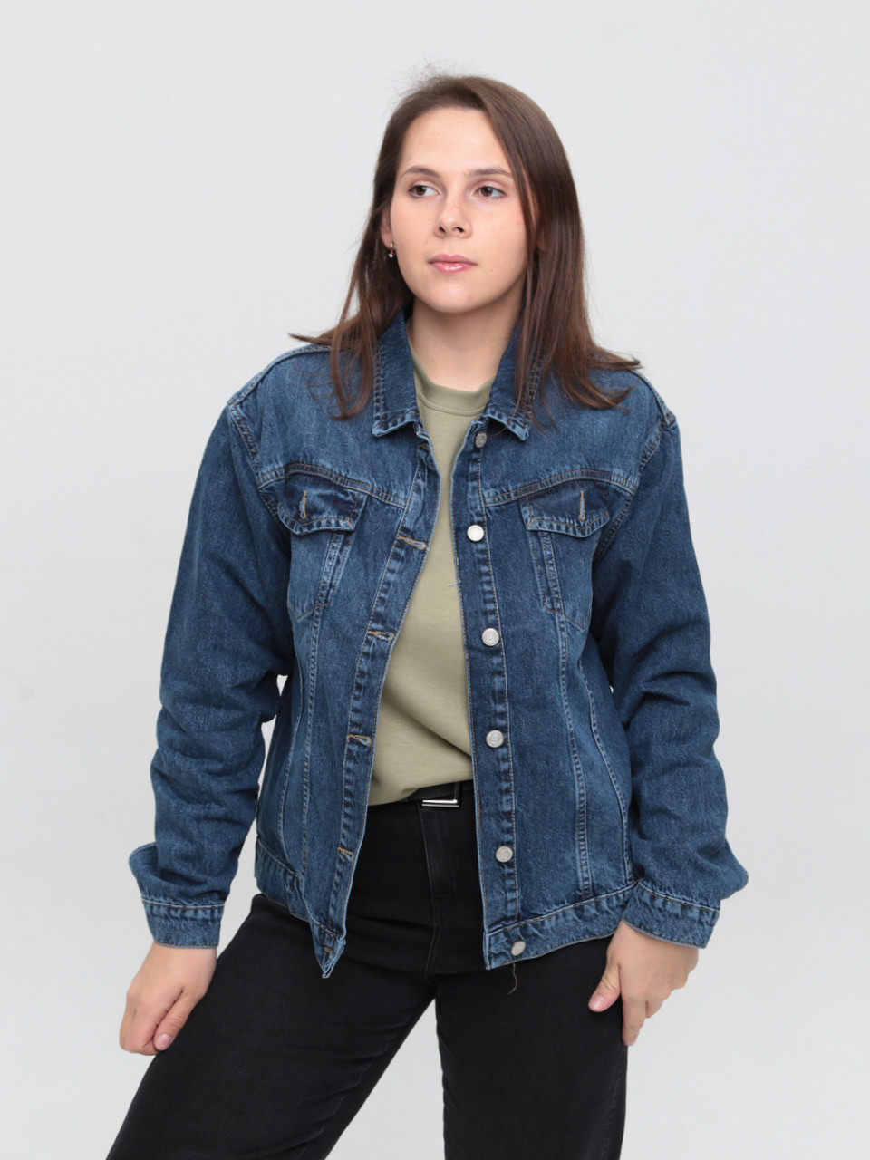 Куртка джинсовая женская синяя свободная  6292