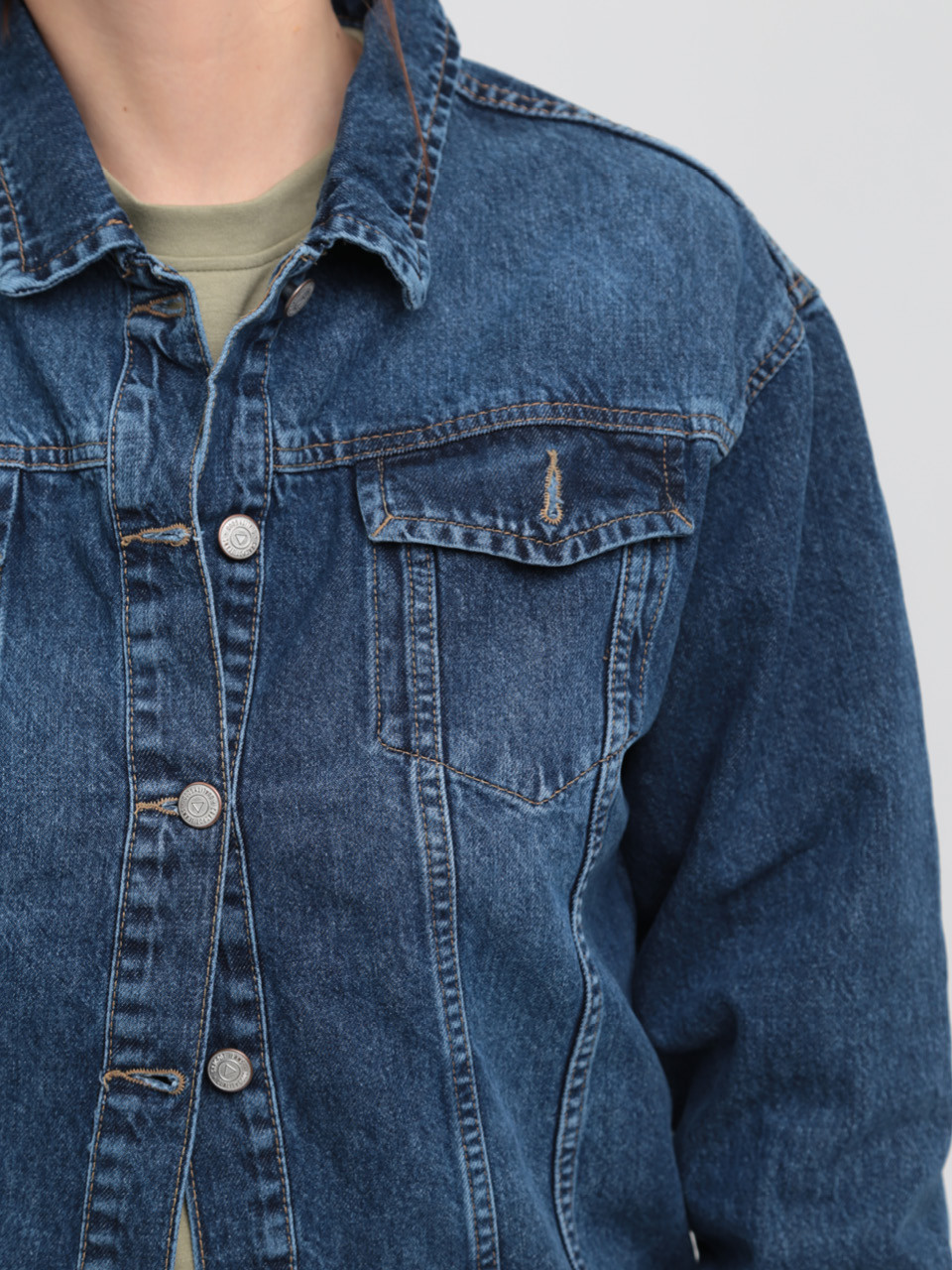 Куртка джинсовая женская синяя свободная  6292