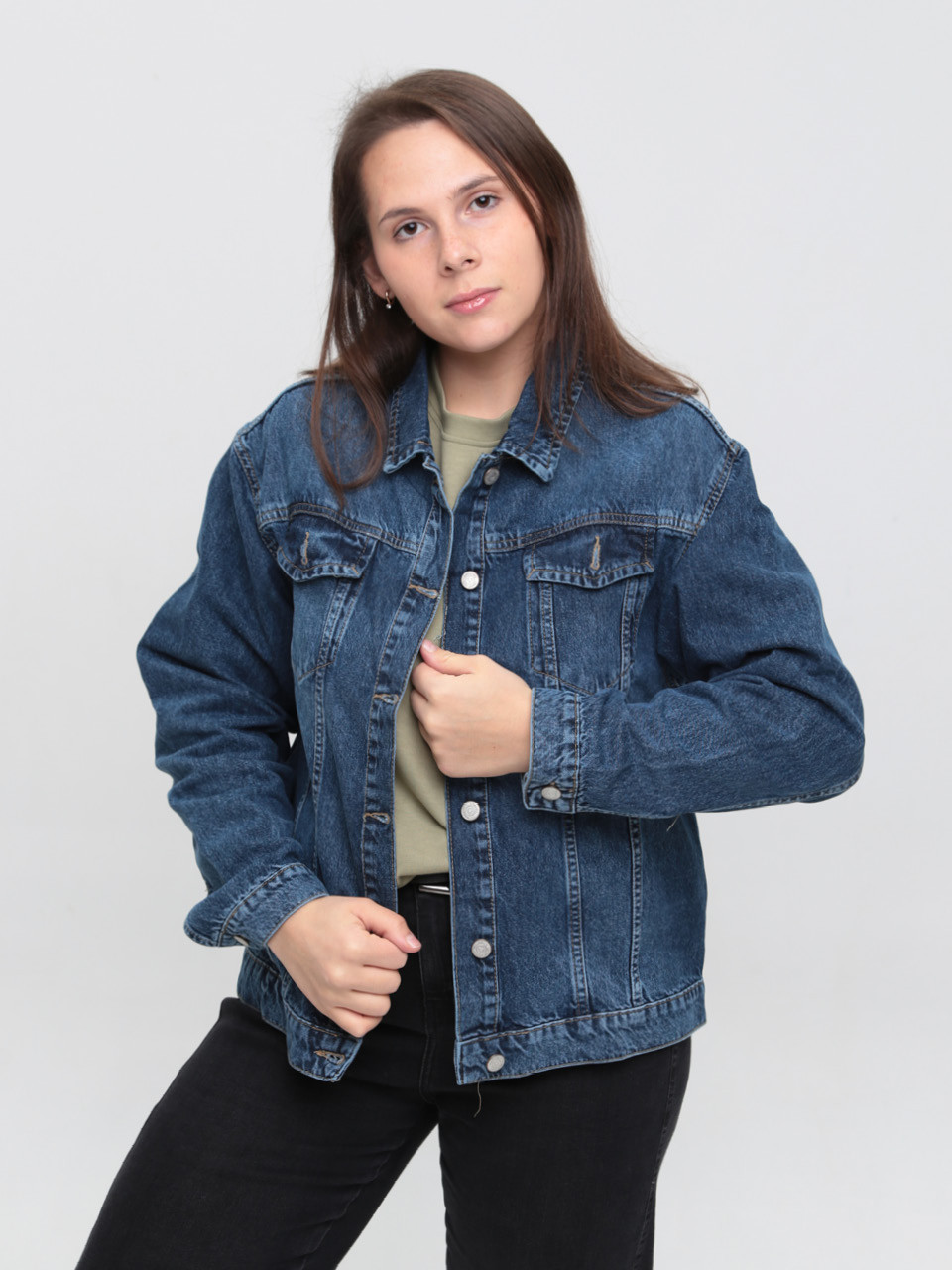 Куртка джинсовая женская синяя свободная  6292