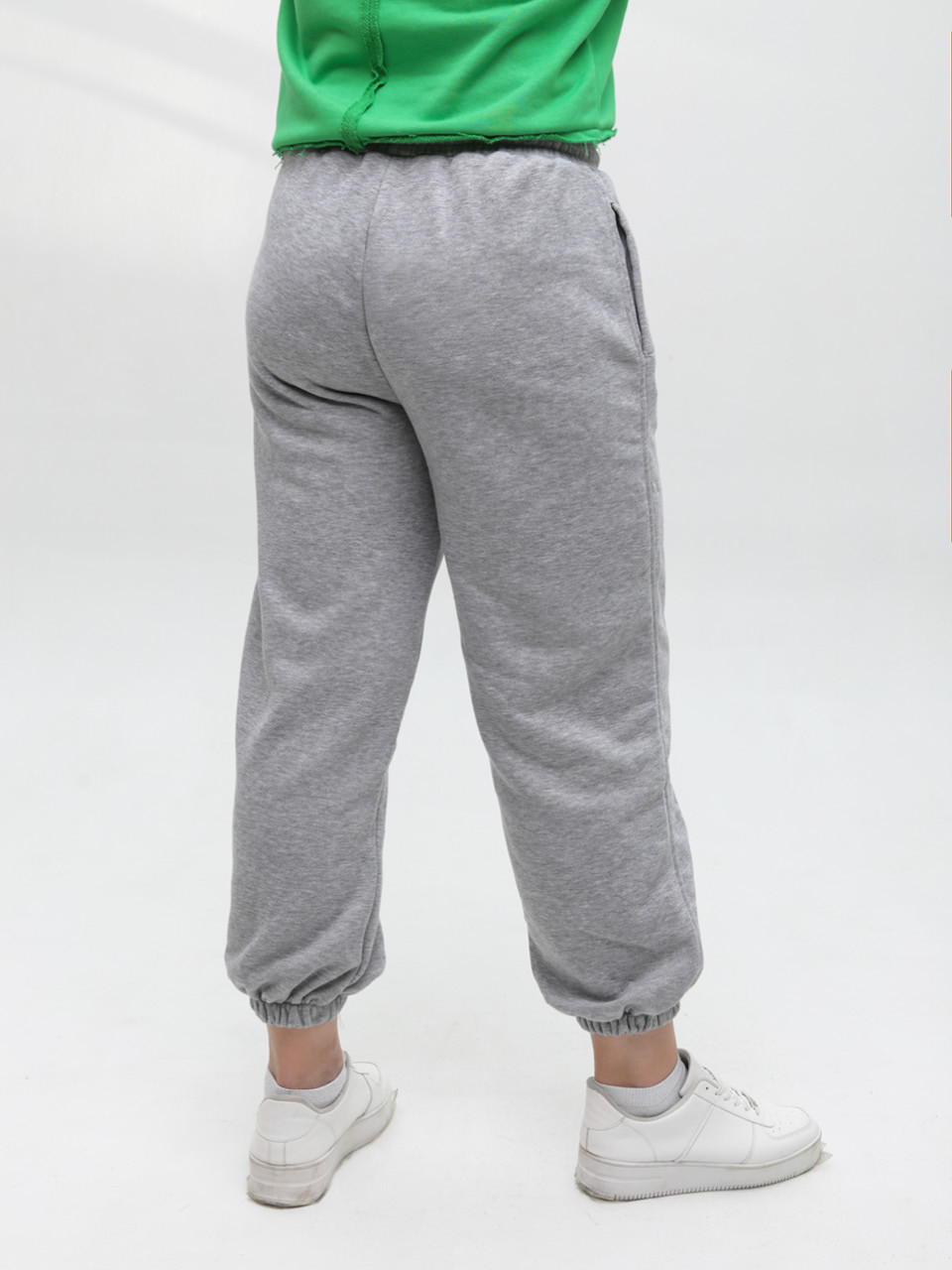 Штаны спортивный женский серые джоггеры на резинке 538-6