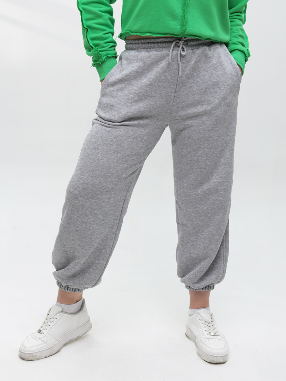Штаны спортивный женский серые джоггеры на резинке 538-6