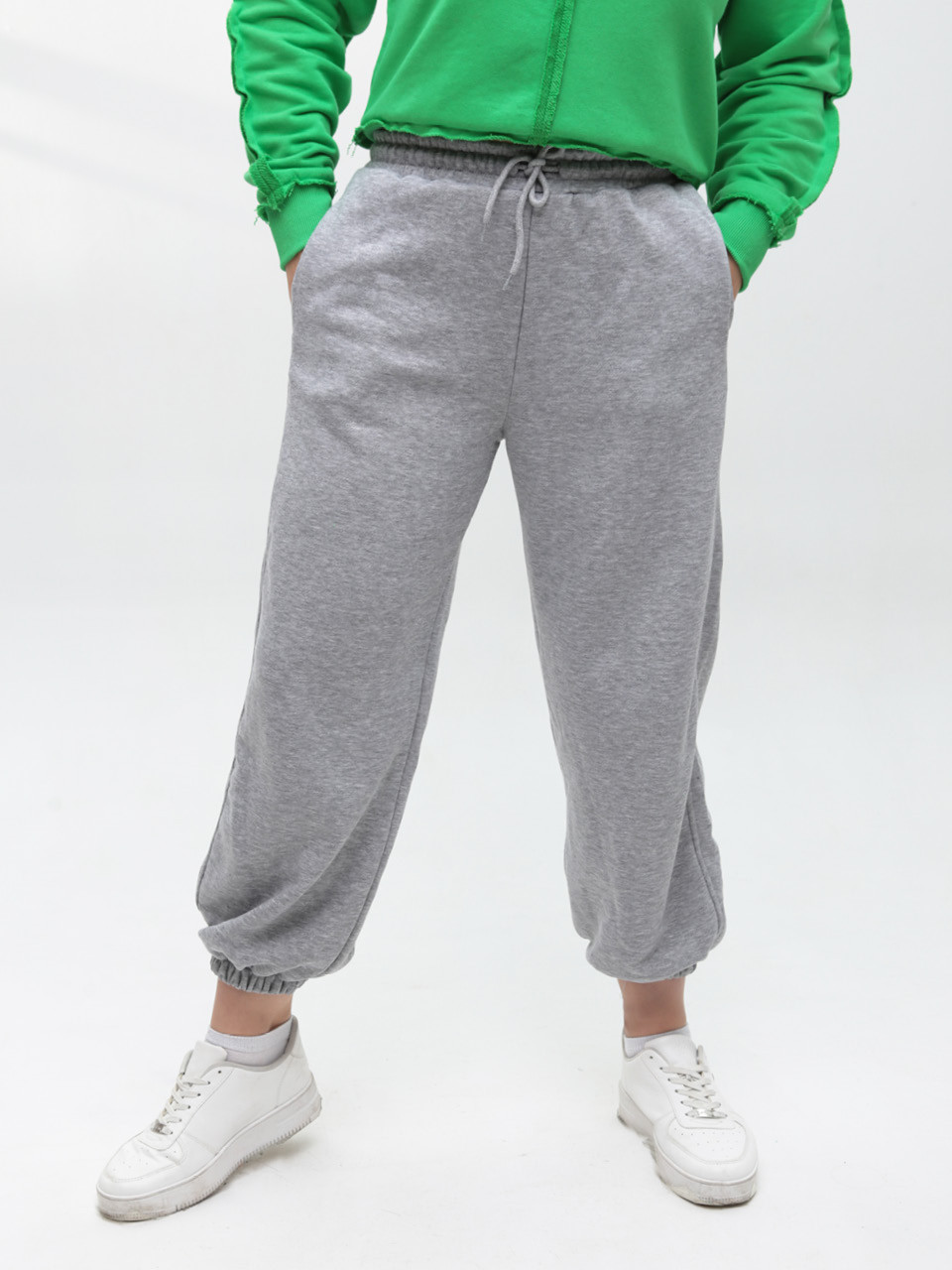 Штаны спортивный женский серые джоггеры на резинке 538-6