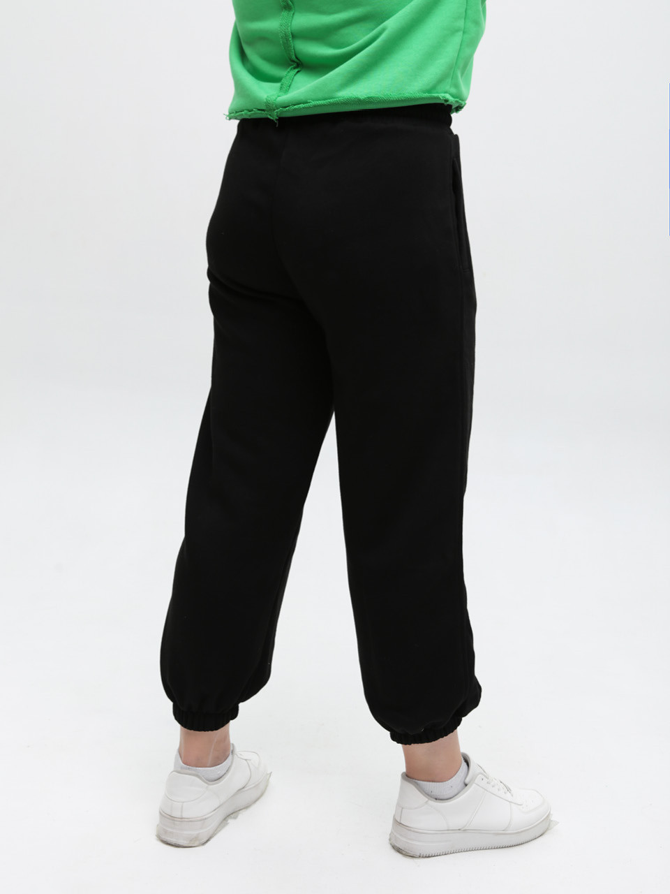 Штаны спортивный женский черные джоггеры на резинке 538-1