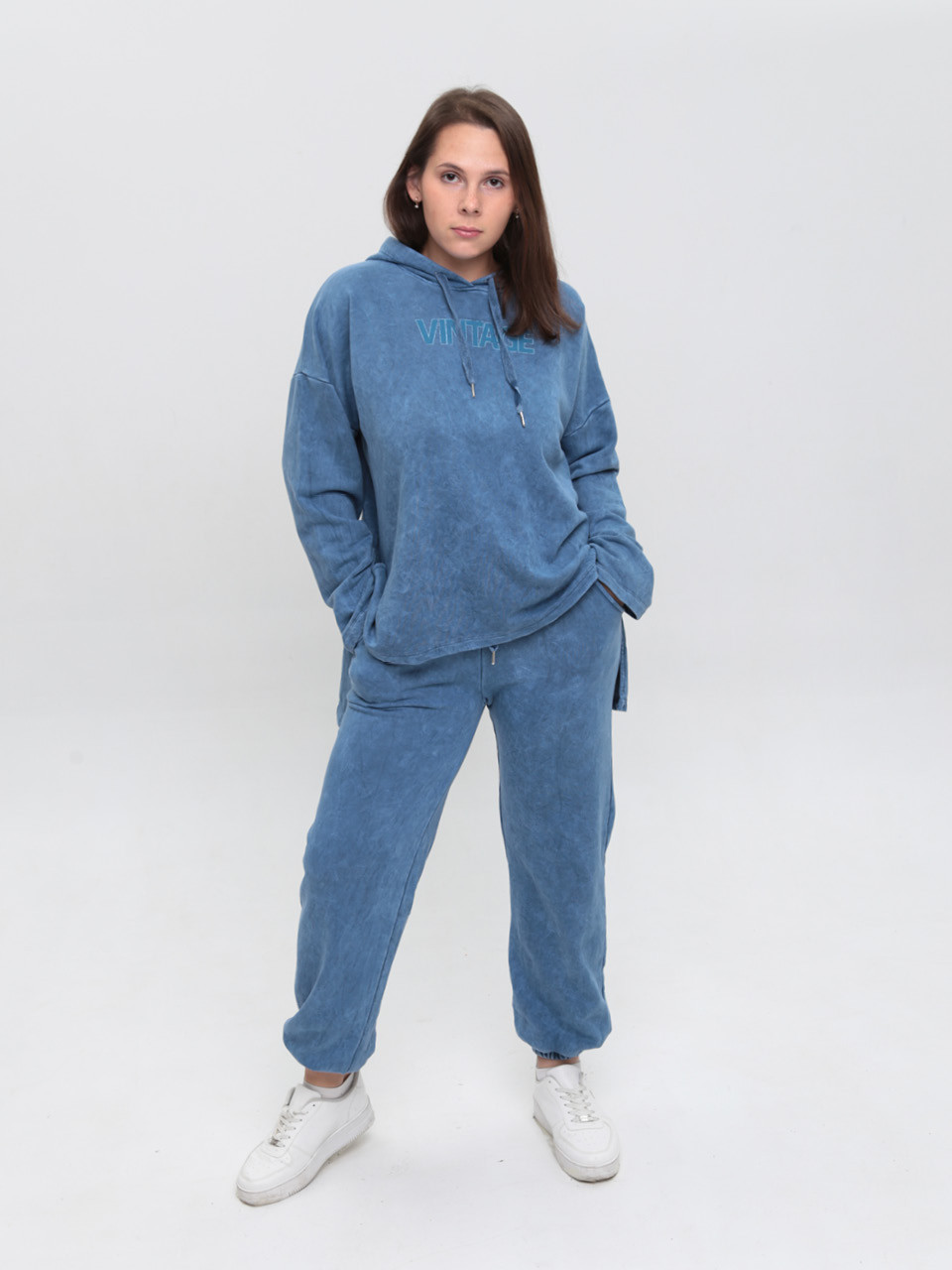 Костюм спортивний жіночий синій тринитка 2100-4-T