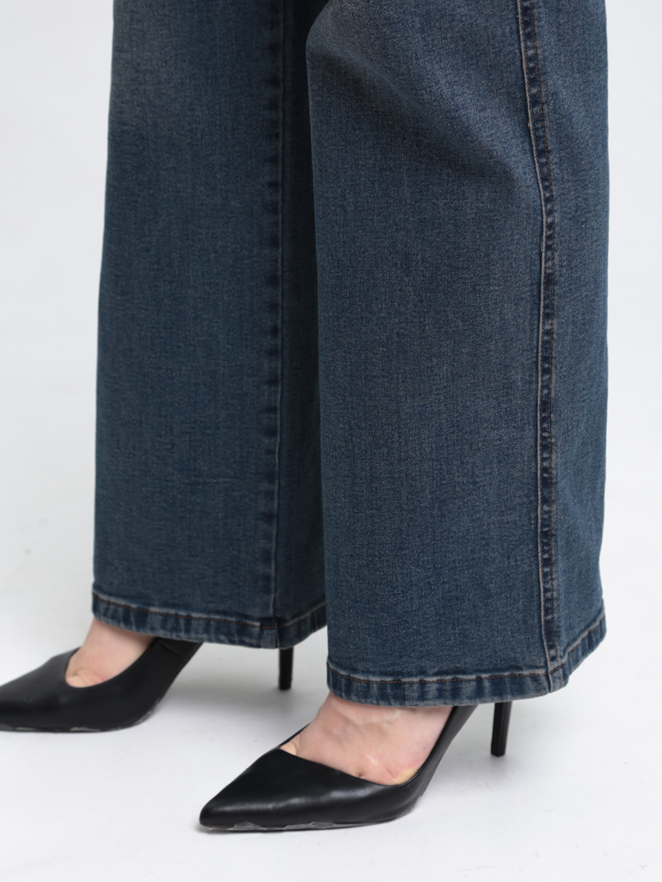 Джинсы женские темно-синие палаццо большие размеры 1695-B-4