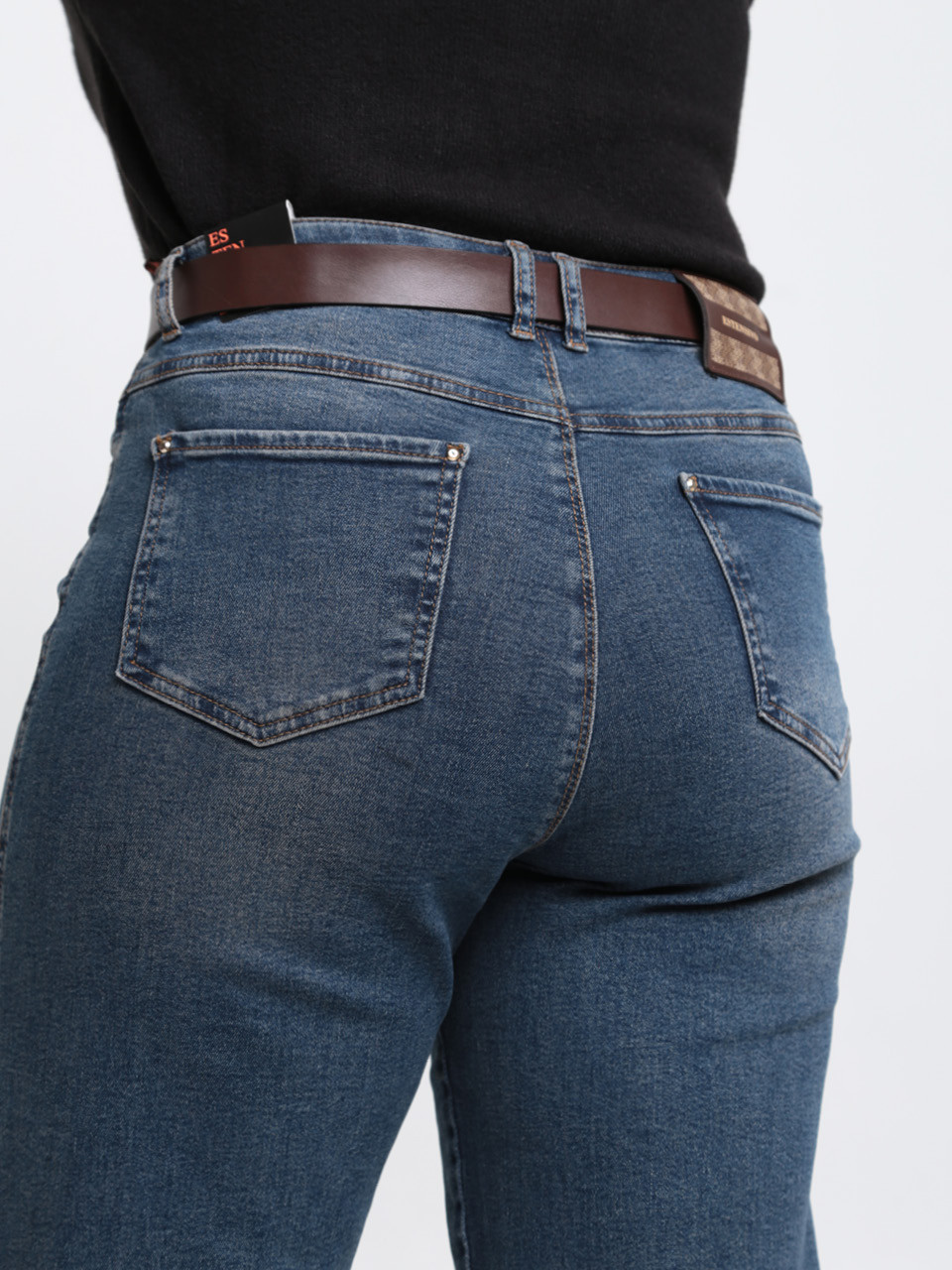 Джинсы женские темно-синие палаццо большие размеры 1695-B-4