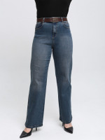 Джинсы женские темно-синие палаццо большие размеры 1695-B-4