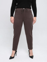 Брюки женские теплые темно-бежевые на резинке большие размеры 1719-B-7